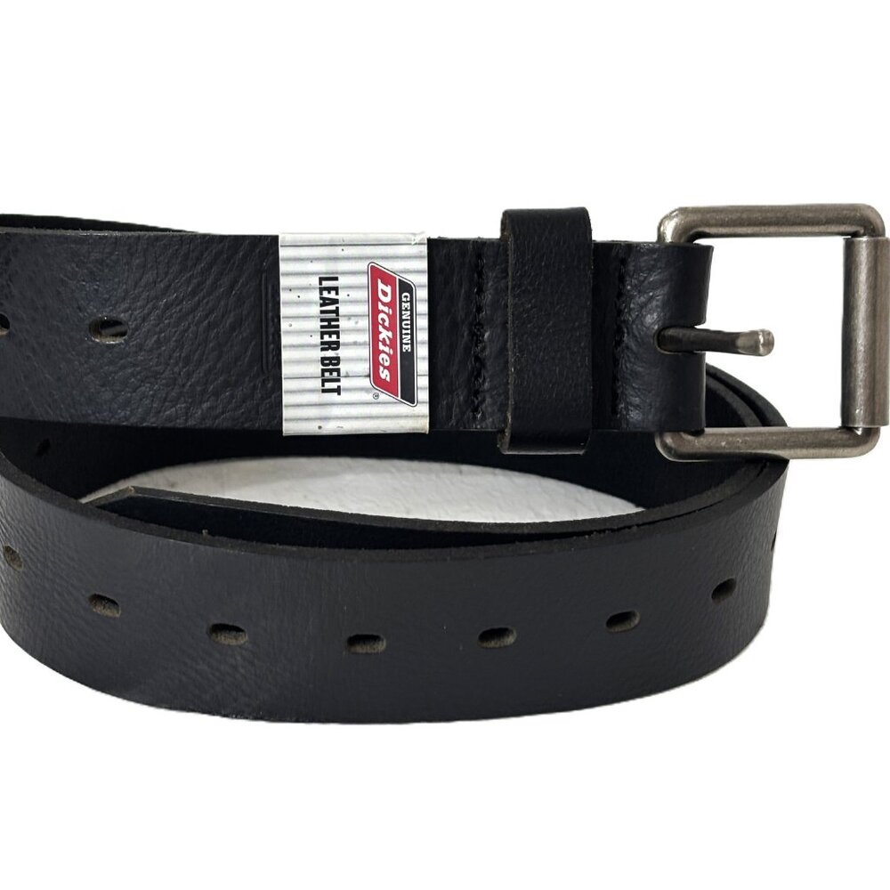Dickies Men's Black Fully Adjustable Perforated Genuine Leather Belt NWT